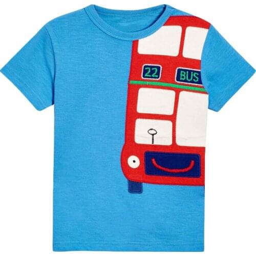 Bambino 2021 New Tees of Children 2-7 Years Bus Cotton T shirt for Kids Boys Blue Tops Clothing Baby Clothes Child Costume