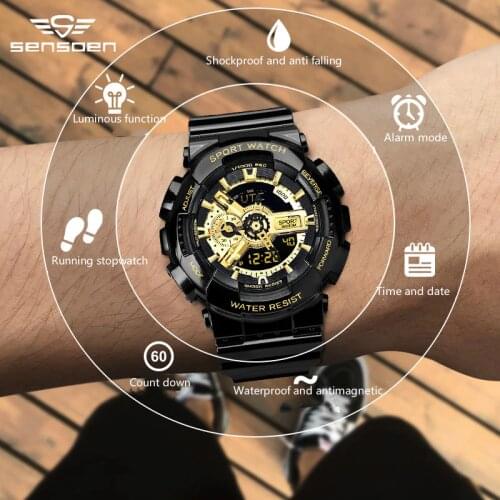Outdoor sports electronic watch, Korean version of the simple waterproof and shock-proof multi-functional electronic watch