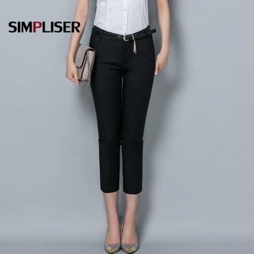 Formal Ladies Office Work WearTrousers 2021 Summer Women OL Style Black Capris Pants Female Pencil Pants Plus Size 4XL