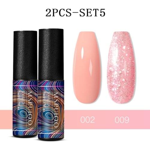 2/6Pcs/Set Rose Gold Glitter Nail Gel Polish Varnish Soak Off Paint Gel Nail Sequin Shiny Nude Color Gel Semi Permanent Kit