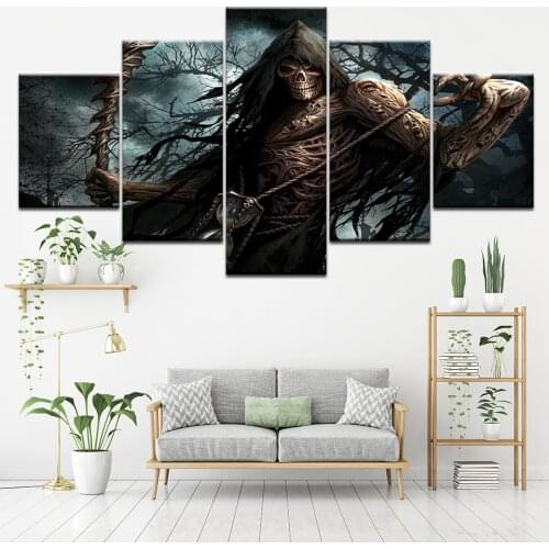 Canvas Wall Art Pictures Framework 5 Pieces Dark Grim Reaper Room Decoration Painting HD Prints Modular Poster Home Decorative