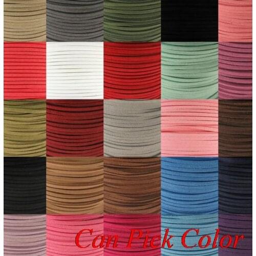 Hy42price gojd 3mm x1.5mm 100 meter black brown Faux Flat Suede velvet Lace Leather Cord Jewelry DIY Rope