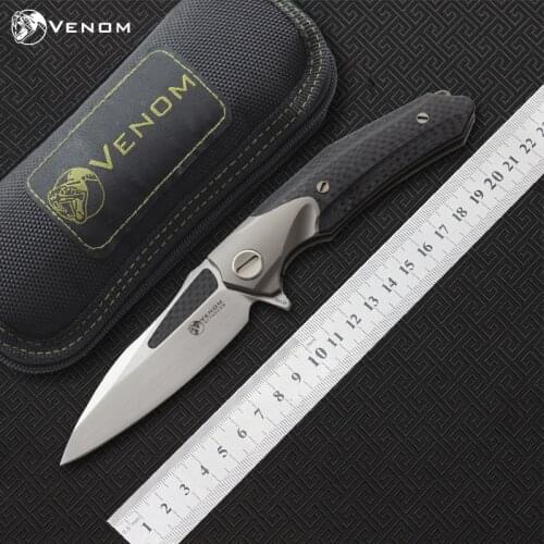 Kevin John Venom Knife ATTACKER M390 Blade Titanium Carbon Fiber Handle Survival Outdoor Hunting Gift Collection Knives