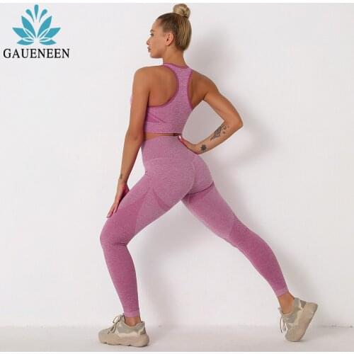 GAUENEEN Seamless Yoga Set Women Sportswear Fitness Gym Clothing Push Up Sports Bra and High Waist Leggings Workout Clothes