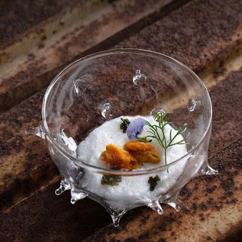 Culinary artistic conception dishes glass creative tableware hedgehog sea urchin glass bowl sashimi plate