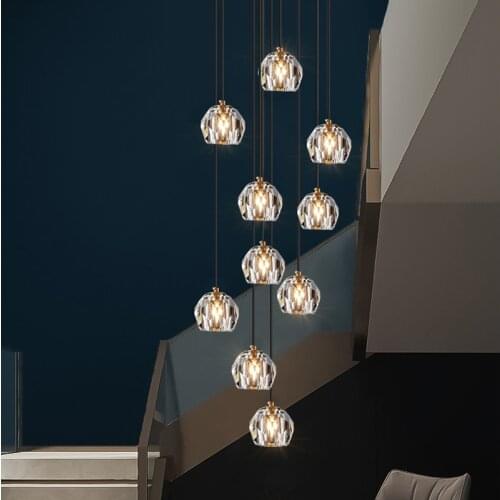 Staircase lamp contemporary duplex attic Decoration Style Crystal Chandelier restaurant cafe bar simple rope Chandelier