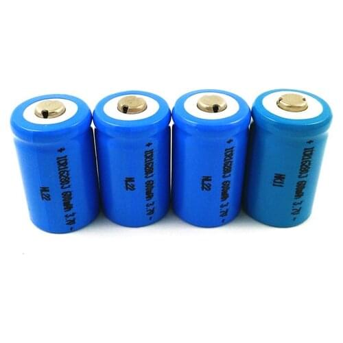 4pcs 3.7v ICR 16280 rechargeable lithium ion battery cell 600MAH for LED flashlight torch and speaker