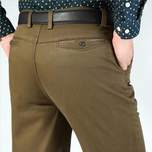 2021 Mens Autumn Winter Fashion Business Casual Long Pants Suit Pants Male Elastic Straight Formal Trousers Plus Big Size 28-40