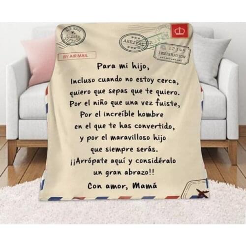 Soft Carpet for Living Room Spanish Languages Letter Mum to My Daughter Son Design Polar Fleece Blanket Anti-slip Floor Mat