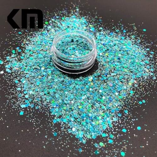 New 1g/Bottle Laser Mixed Hexagon Chunky Glitters Powder Shiny Flakes Sticker Nails Art Face Body Hair Party Weddings Decoration