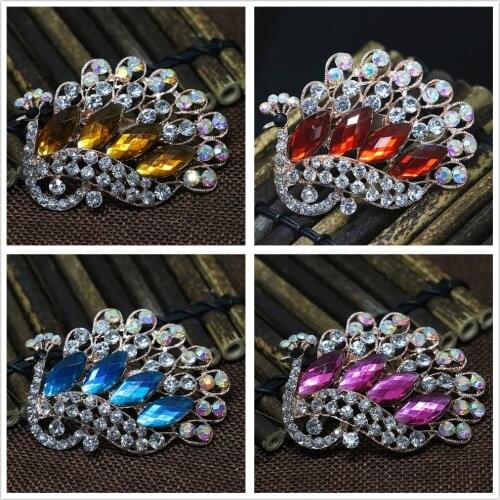 New rose gold-color peacock fashion brooches for women elegant clothes party ceremony pins charms jewelry R