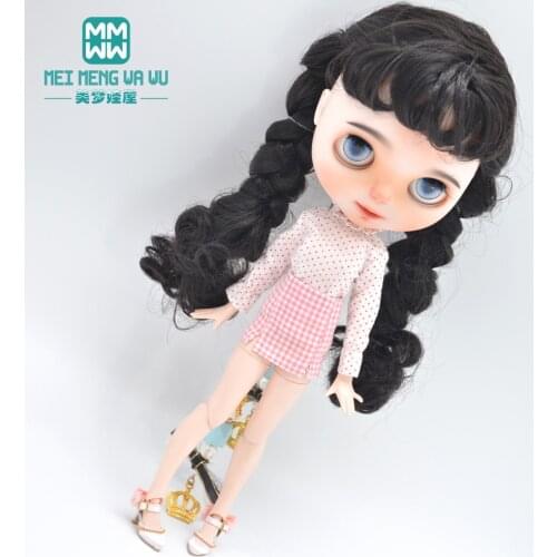 Blyth doll clothes Fashion polka dot shirt, plaid skirt for 28-30cm Azone 1/6 doll accessories
