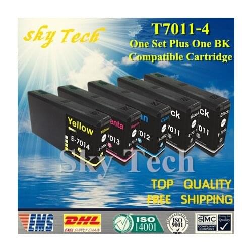 One set Plus One BK Compatible Cartridge For T7011 - T7014 , For Epson WP-4000 WP-4015DN WP-4095DN WP-4500 WP-4515DN etc