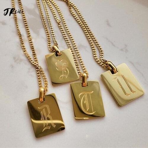 Initial Necklace For Women Gold Color Stainless Steel Letter Pendant Necklace Accessories Jewelry For Women Gold Chains Choker