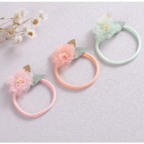 1pcs Lace Flower Baby Girl Headbands Elastic Nylon Bundle Newborn Headband Soft Hairband Headwear for Baby Hair Accessories