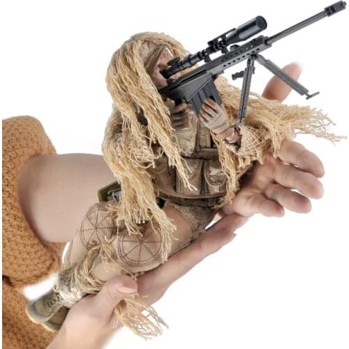 1:6 30cm 12 inches Realistic Soldier model doll Desert Sniper with Barrett Joint movement Collect gifts toy tools