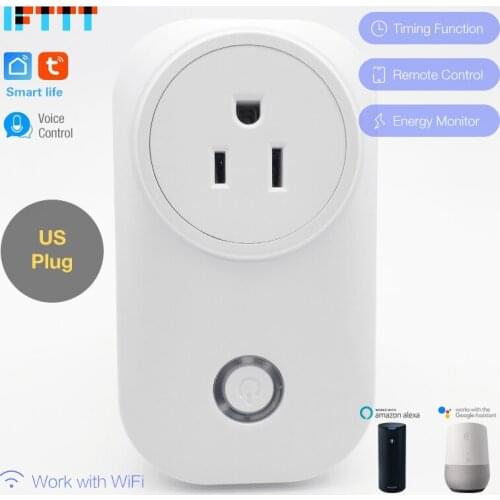 Tuya APP Alexa Google Home Remote Voice Control Wifi Smart Socket 10A US Type Smart Plug With Energy Monitor