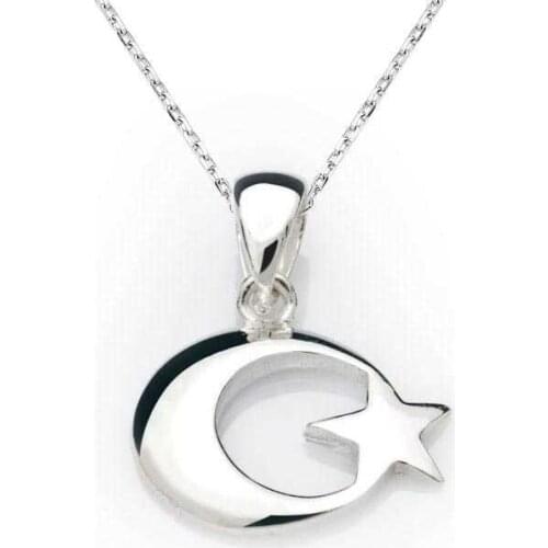 Tevuli 925 Sterling Silver Moon Star Flag Necklace