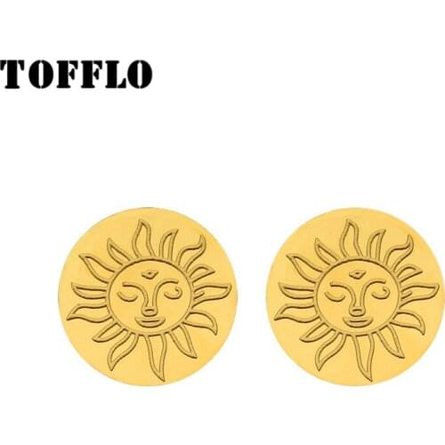 TOFFLO Stainless Steel Jewelry Greek Mythology Goddess Sun Face Earrings Fashion Earrings BSF286