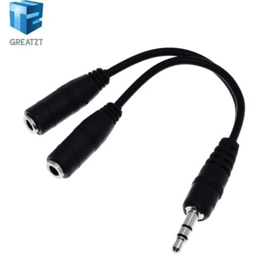 GREATZT black 3.5mm 1 in 2 couples audio line Earbud Headset Headphone Earphone Splitter For pad Phone Android Mobile MP3 MP4