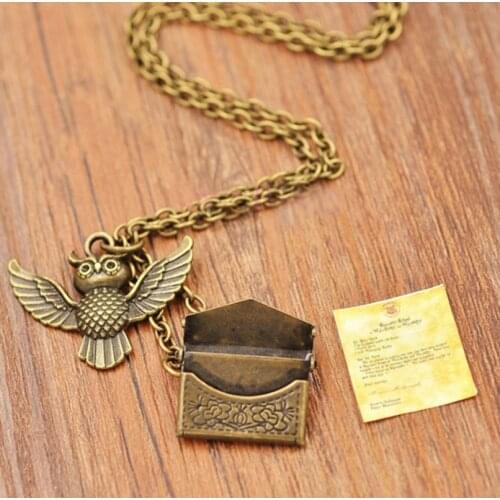 Vintage Owl Post Necklace with Acceptance Letter Pendant Locket Necklace