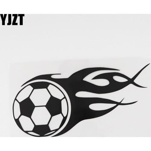 YJZT 17.3CMX8.4CM Soccer BallsDecor Fire Football Decal Vinyl Car Sticker Black/Silver 8A-0865