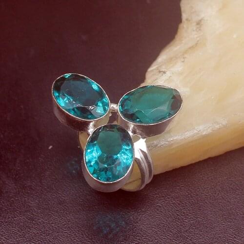 Gemstonefactory Jewelry Big Promotion Single Unique 925 Silver Dashing Green Topaz Charm Women Men Gifts Rings 6.5# 20212577