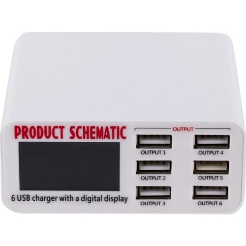 LCD Display 6 Ports Desktop Mobile Phone Charger Smart Fast Charging for Smart Phones Tablet PC