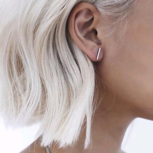 New Fashion Gold/Black Color Punk Simple T Bar Earrings for Women Simple Trend Ear Stud Earrings Jewelry Geometry Brincos Bijoux