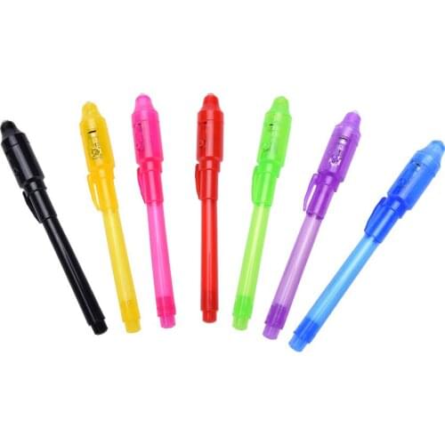 1PC Invisible Ink Pen 2 in 1 Magic Invisible Ink Pen UV Black Light Combo Security Mark Creative School Office Supplies