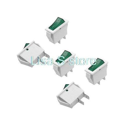 10 Pcs 2 Pin SPST On/Off Green Button Rocker Switch AC 15A/250V 20A/125V