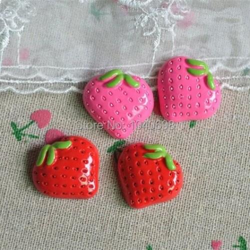 10pcs/lot flat back resin Strawberry Scrapbook Embellishment DIY Phone Decoration 25mm