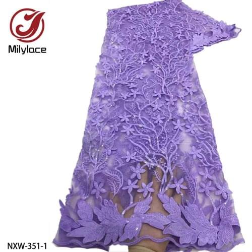 2021 French Nigerian Lace Fabric Bridal High Quality Embroidery Net Tulle Lace Fabric 5yard for Party NXW-351