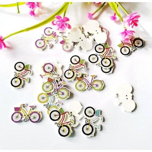 50pcs/lot 2 Holes Mix Natural bicycle buttons Randomly Mixed For Scrapbooking for Crafts Decorative Wooden Buttons