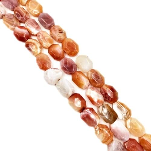 LiiJi Unique Stripe agates Pink Salmon color Botswana agates faceted Irrgular shape approx 18x24mm-20x26mm Loose Beads