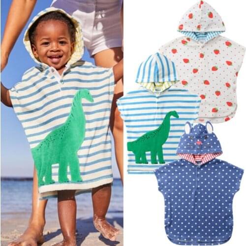 Baby Hooded Bath Poncho Swim Pool Beach Wear Cotton Blanket Sleepers Cartoon Clothes