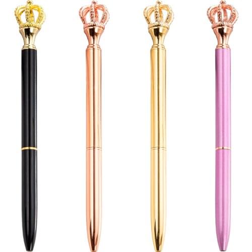Ellen Brook 1PCS Creative Multicolor Dream Crown Ballpoint Pen Business Metal Office Rotate Pen School Stationery Office Supplie