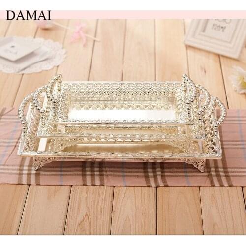European Storage Tray Silver Hollow Craft Fruit Plates Cake Dessert Dishes Afternoon Tea Tray Decorative Living Room Decoration