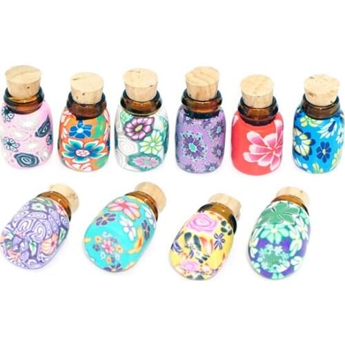 Cork Lid Polymer Clay Aromatherapy Essential Oil Empty Bottle Soft Pottery Empty Bottle Handmade 25pcslot Ornaments Gift