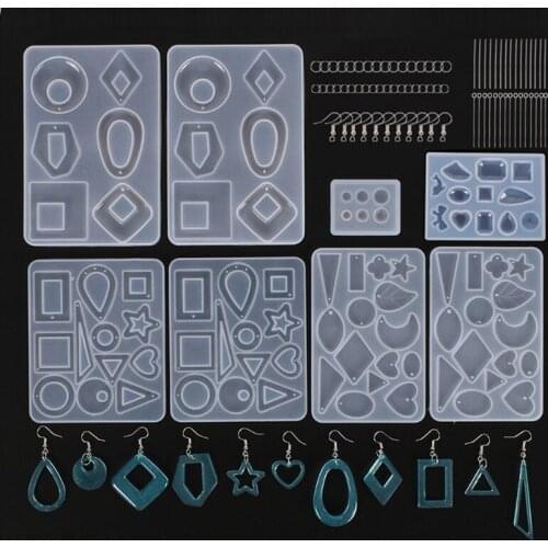 248PCS Resin Jewelry Mold With Earring Resin Mold For Jewelry Earring Hooks Jump Rings Head Eye Pins For Resin Jewelry Pendant