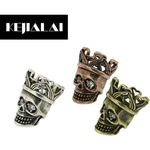 KEJIALAI Crown Skull Skeleton Knife Charm Accessories Findings for DIY Jewelry Gold Rose Gold Color for Men Bracelet