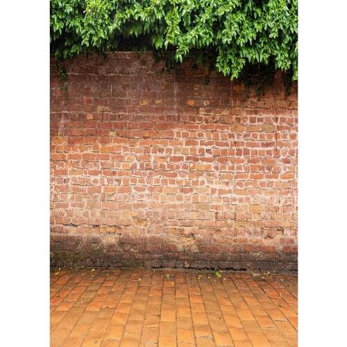 Brick Wall Floor Leaves Photographic Background Vinyl Cloth Backdrops for Children Baby Pet Toy Portrait Photobooth Photo Studio