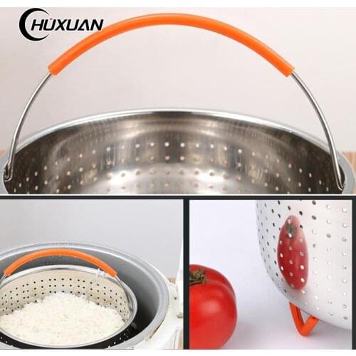 304 Stainless Steel Steamer Basket Instant Pot Accessories for 1.5/2/3/4/6/8L Instant Cooker with Silicone Covered Handle