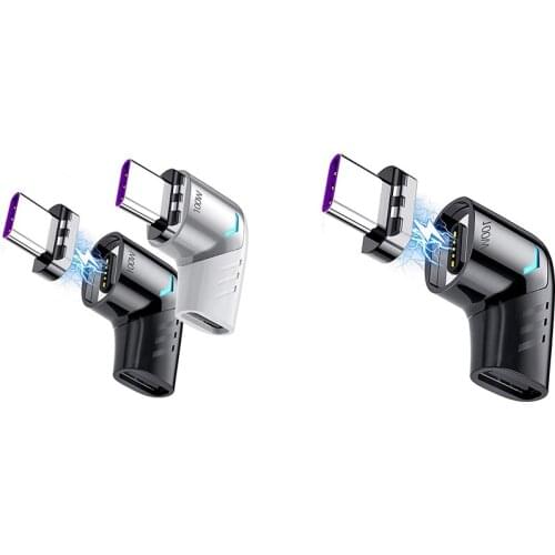 Magnetic USB C Adapter Type C Connector Right Angle Support USB PD 100W Quick Charge & 480Mb/S Data Transfer