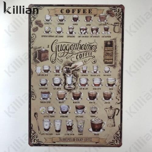 Retro Metal Plate Coffee Menu Tin Sign Shop Decor Old Metal Painting Cartoon Metal Poster Bar Club Wall Home Decoration