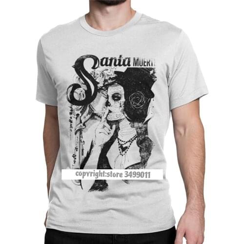 Santa Muertos Sante Muerte T Shirts Mens Premium Cotton Tshirts Saint Death Goth Mexican Skull Tee Shirt Fitness Camisas
