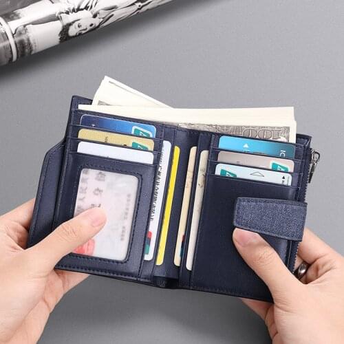 Mens Leather Wallet short fashion high end brand card holder multi function drivers license leather case Coin Purse