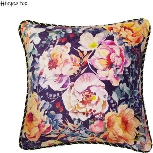 Vintage Print Floral Soft Chenille Woven Fashion Flower Cushion Case Sofa Chair Home Store Decorative Pillow cover 45x45 cm