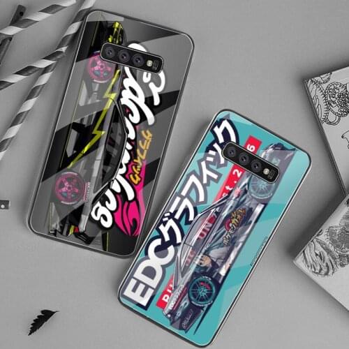 PENGHUWAN Tokyo JDM Drift Sport Car Soft black Phone Case Tempered Glass For Samsung S20 Plus S7 S8 S9 S10 Plus Note 8 9 10 Plus