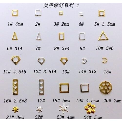 500pcs/bag New Japanese 3D Nail Art Deco Alloy Gold Stud Rivet Hollow Square Moon Star DIY Nail Tools For Manicure